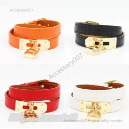 Designer de jóias pulseira Designer pulseira de couro marca de luxo bloqueio bangle charme casal pulseiras de aço inoxidável duplo envoltório pulseiras de alta qualidade jóias