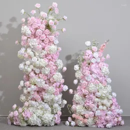 Dekorativa blommor Cake Tower Decoration Pink Imitation Rose Wedding Bakgrund Arch KT Board Flower Arrangement Activity Party Rekvisita