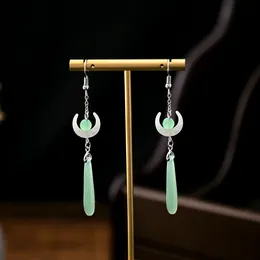 Brincos de designer de estilo chinês para mulheres imitação de jade banhado a brincos de festa de casamento presente de aniversário joias de moda brinco de ouro