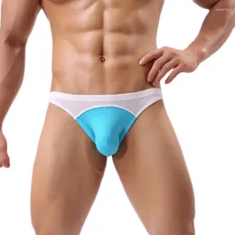 Unterhosen Sexy Männer Unterwäsche Slips U Convex Big Penis Pouch Design Niedrige Taille Patchwork Nylon Für Mann Bikini