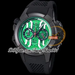 EPIC X Chrono Watch: VK Quartz Movement, Skeleton Dial, DLC Case Mens Timer For Trusty Time, Green Color, Black Steel. From Trustytime001,