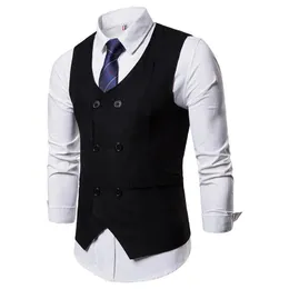 Luclesam terno masculino colete casual negócios duplo breasted colete personalizado casamento smoking moda 240119