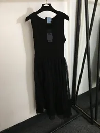 100612 l 2024 vestido de pista primavera verão vestido tripulação pescoço preto marca mesmo estilo vestido feminino moda alta qualidade 20240380