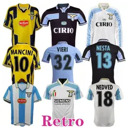 Lazio Retro Jerseys de futebol 1989 1990 1991 1992 1999 2000 2001 NEDVED SIMEONE SALAS GASCOIGNE camisa de futebol em casa VERON CRESPO NESTA 89 90 91 92 93 98 99 00 100TH 11