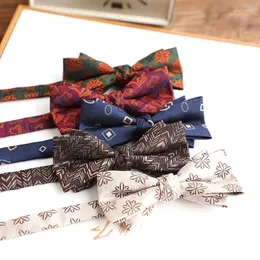 Bow Ties 1pc Justerbara män vintage Flower Jacquard Bowties handgjorda för kostymer retro tillbehör slipsar casual halskläder