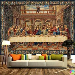 Tapisserier Jesus den sista middagen Tapestry Christmas Wall Tapestry Easter Wall Decor Room Decor Christ Home Decoration Stora tyg Vintage