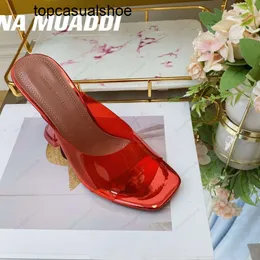 Amina muaddi Sandals Luxury Designer Begum Clear New Glass Pvc Crystal Transparent Slingback Sandal Heel Pumps Naima Embellished Red Mules Slippers Shoes