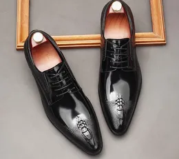 Männer Italien Alligator Business Kleid Schuhe Lackleder handgemachte Party Hochzeit Schuhe Echtes Leder Mode Loafer Schuhe spitze Zehen Schnürformelle Büroschuhe