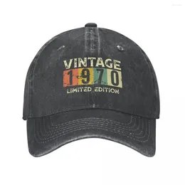 Ball Caps Vintage 1970 Limited Edition Baseball Cap Distressed Washed Kopfbedeckung Jubiläumsgeschenk Outdoor-Aktivitäten Verstellbare Passform Hüte