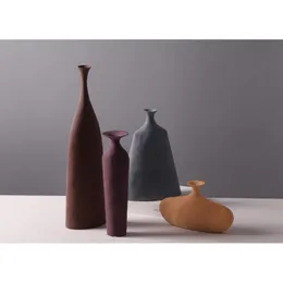 Minimalistische Vase aus Keramik – mattes Finish, nordische moderne Tischvase, geometrische Vase, Morandi-Farben