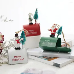 Decorazioni natalizie Ciondolo Cassetta postale in ferro battuto Ornamento appeso Albero festivo Lettere in metallo a Babbo Natale Decorazioni per la casa