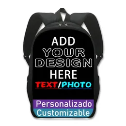 Sacos logotipo personalizado foto mochila nome de texto personalizado imagem mochila crianças sacos de escola para adolescentes homens portátil mochila presente