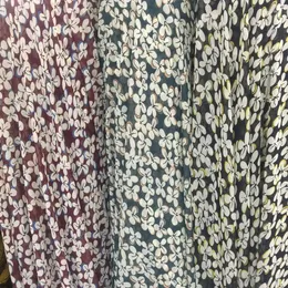 Clothing Fabric Tissus Au Metre Silk Chiffon With Four Leaves Clover Printing For Holiday Dresses And Long Skirts Fabrics