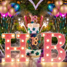 Uppgradering LED -bokstavslampor Glitter Alphabet Light Up Letter Sign Night Light Gifts Birthday Wedding Christmas Party Decoration 240123
