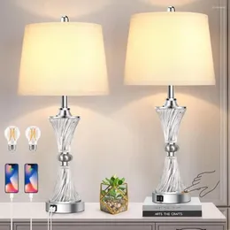 Lampy stołowe Zestaw 2 kontaktu dotyku Kryształ nowoczesny nocny szafka nocna z białymi cebulami zawierającymi prezent walentynkowy
