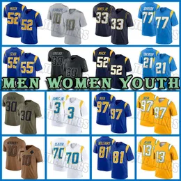 Camisa de futebol Justin Herbert Derwin James Jr. Khalil Mack Joey Bosa Los Angeles Chargeres Keenan Allen Austin Ekeler Quentin Johnston Corey Linsley Zion Johnson