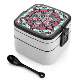 Geschirr Blumen Mandala #38 Bento Box Fächer Salat Obst Behälter Abstrakt Künstlerisch Kunst online kaufen