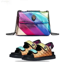2024 핫 판매 신발과 가방 여성을위한 kurtgeiger bags 줄무늬 크로스 바디 무지개 가방 디자이너 브랜드 고급 제품