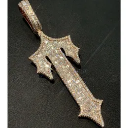 Diy Aangepaste Cross Sword d Vvs Echte Diamanten Hanger 9k Goud Hip Hop Iced Out Cubaanse Sieraden Datting