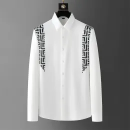 2024 Merk Lente Gesplitst Gedrukt Shirt Voor Mannen Lange Mouw Casual Business Overhemden Kantoor Sociale Party Tuxedo Blouse M-5XL