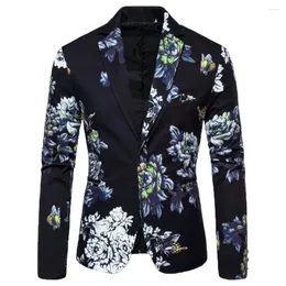 Kurtki męskie kwiat Blazer Blazer Long Inteved One Button Formal Suit Jackset Męski biznes przyjęcie ślubne