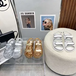 Sandali firmati Sandali papà Donna Pantofole in pelle di vitello cristallo Scarpe casual trapuntate Pantofole in velluto di tela Comode pantofole da spiaggia Infradito