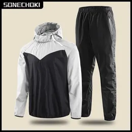 Herrspårar bastu kostym unisex gymkläder set män full kropp svettning sportkläder kvinnor boxning träning löpning fitness viktminskning tracksuit q240123