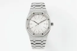 Frosted Gold New Luxury Men 's Watch AP15410 White Face 통합 4302 자동 기계 운동 Sapphire Glass 직경 41mm