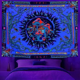 Halmiler 1pc Mantar Mandala Rattan Floresan Tobestryuv Siyah Işık Dekoratif Desen Duvar Oturma Odası Yatak Odası için Asılım