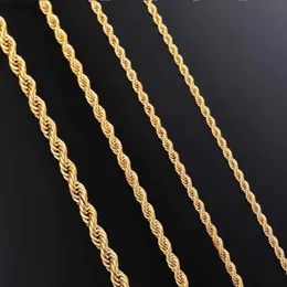 Kolye Kolye Genişliği 2mm/2mm/3mm/4mm/5mm/6mm bükülmüş ip bağlantı zinciri altın renkli kolye kadınlar kadınlar Paslanmaz çelik zincir kolye takılar yq240124