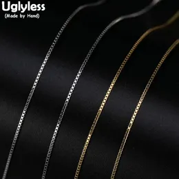 Necklaces Uglyless Classic Box Chains Necklaces for Women Ultrathin 1 MM Chains Novel Adjustable Silicone Ball Silver Chokers 925 Silver