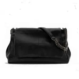 Abendtaschen Mode Einfache Schwarz Lässige Große Umhängetasche Damen Kette Umhängetasche Winter Flap Handtasche