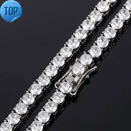 Pasirley Jewelry Hip Hop 925 Sterling Silver Moissanite Stones Tennis Chain Bracelet Necklace for Men of