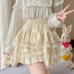 Röcke Damen Lolita Bloomers Teens Japanisch Niedlich Maid Tiered Rüschen Bloomer Kawaii Fuzzy Flauschiger Kürbisrock Für Herbst Winter