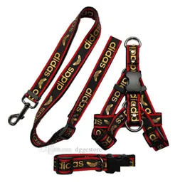 Dog Collars Leashes Collar Set 2.5Cm Luxury Leash Classic Bronzing Letter Pet Nylon Car Seat Belts Designer Harness For Small Medi Ot3I1
