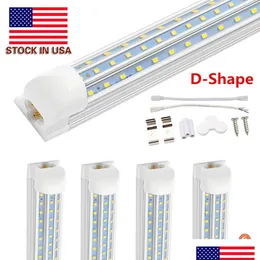 Led Tubes V-Shaped T8 Tube Lights 8 Foot D-Shaped 4Ft 60W 8Ft 120W 12000Lm 2.4M Integrated Cooler Door Fluorescent Double Glow Light Dhsec