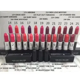Marke Lipstick Matte Rouge A Levres Aluminium -Röhrchen Glanz 29 Farben Lippenstifte mit Serienzahl Russian Red477