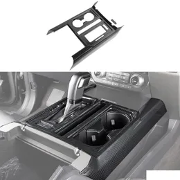 Andra interiörstillbehör för F150 ABS Carbon Fiber Center Console Gear Shift Cup Holder Trim Ford Drop Delivery Automobiles Motorcyc DHSTV