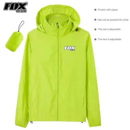 Женские куртки флуоресцентно-зеленые мужские и женские велосипедные куртки ветрозащитные водонепроницаемые велосипедные пальто с капюшоном FOX RIDE RACING Corta Vento велосипедная одежда YQ240123