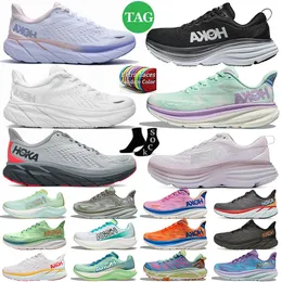 Moda Hoka Clifton 9 8 Running Hokas Sapatos Mulheres Mens Bondi 8 Malha Treinadores Pessoas Livres na Nuvem Branca Kawana Elevon Mach Mafate Tênis Esportivos Tamanho Grande 36-47 US 13