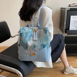 Sacs d'école Style chinois peinture à l'huile impression Vintage femmes sac à dos 2024 haute capacité décontracté tout Match Y2k toile voyage sacs à dos