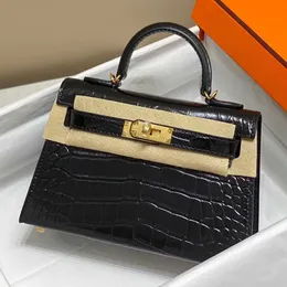 Legal Copy Deisgner 8A Bags Online-Shop Mini-Tasche aus Rindsleder mit Krokodilmuster der zweiten Generation aus echtem Leder mit Have Real Logo