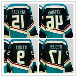 Jerseys Hockey Trevor Zegras 46 Ryan Getzlaf 15 Kesler 17 Teemu Selanne 8 Paul Kariya 9 Jersey Nowy alternatywny rozmiar czarnego turkusu S-XXXL zszyty HIG