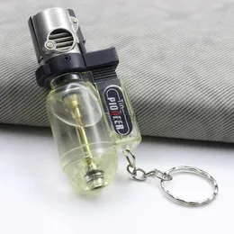 Lighters Portable Mini Gas Lighter Rechargeable Jet Butane Spray Gun Welding Torch Lighter Key Ring Lighters BBQ Outdoor Tools No Fuel YQ240124