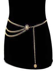 Women Retro Gold Wedding Sashes Waistbands Allmatch Multilayer Long Tassel for Party Jewelry Dress Waist Chain Coin Pendant Belt4793414
