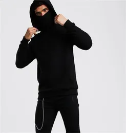 Ninja hoodies homens máscara de algodão oversized hoodies esportes sólido manga longa inverno com capuz moletom roupas masculinas ponto inteiro lj23160301