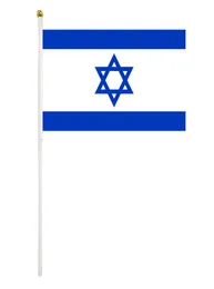 Israel Flag Israeli Hand Waving Flags 14x21 cm Polyester Country Banner med plastflaggstång för parader Sportevenemang Festival 2338943