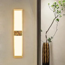 Vägg lampa sovrum sovrum kinesisk stil vardagsrum tv -bakgrund enkel kopparkorridor gång