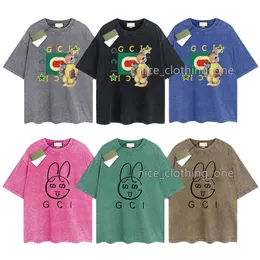 Designer masculino Gu-shirt Camiseta vintage Camisa Retro lavada Marca de luxo T Camisetas femininas Manga curta Tirina de verão Tees de algodão Hip Hop Tops Roupos