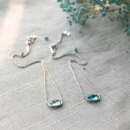 Designer jóias kendras scotts colar k elisa elíptico geométrico transparente oceano azul vidro colar feminino jóias clavícula corrente